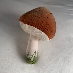Handcrafted Brown Mushroom Art Decor Pillow